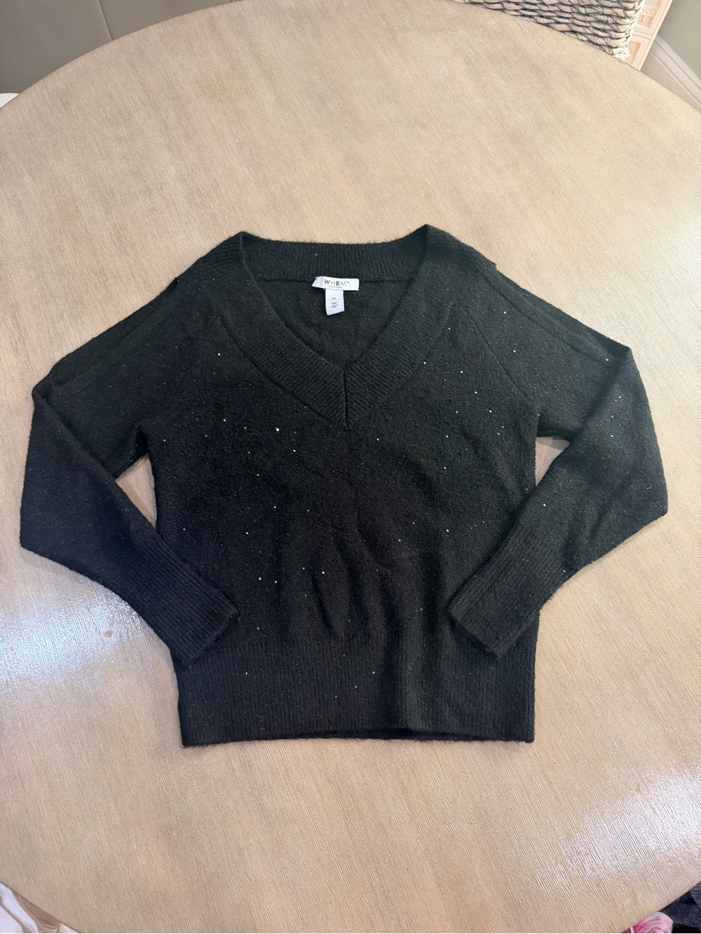 V-Neck WHBM Black Women's cold shoulder sequin Sweater